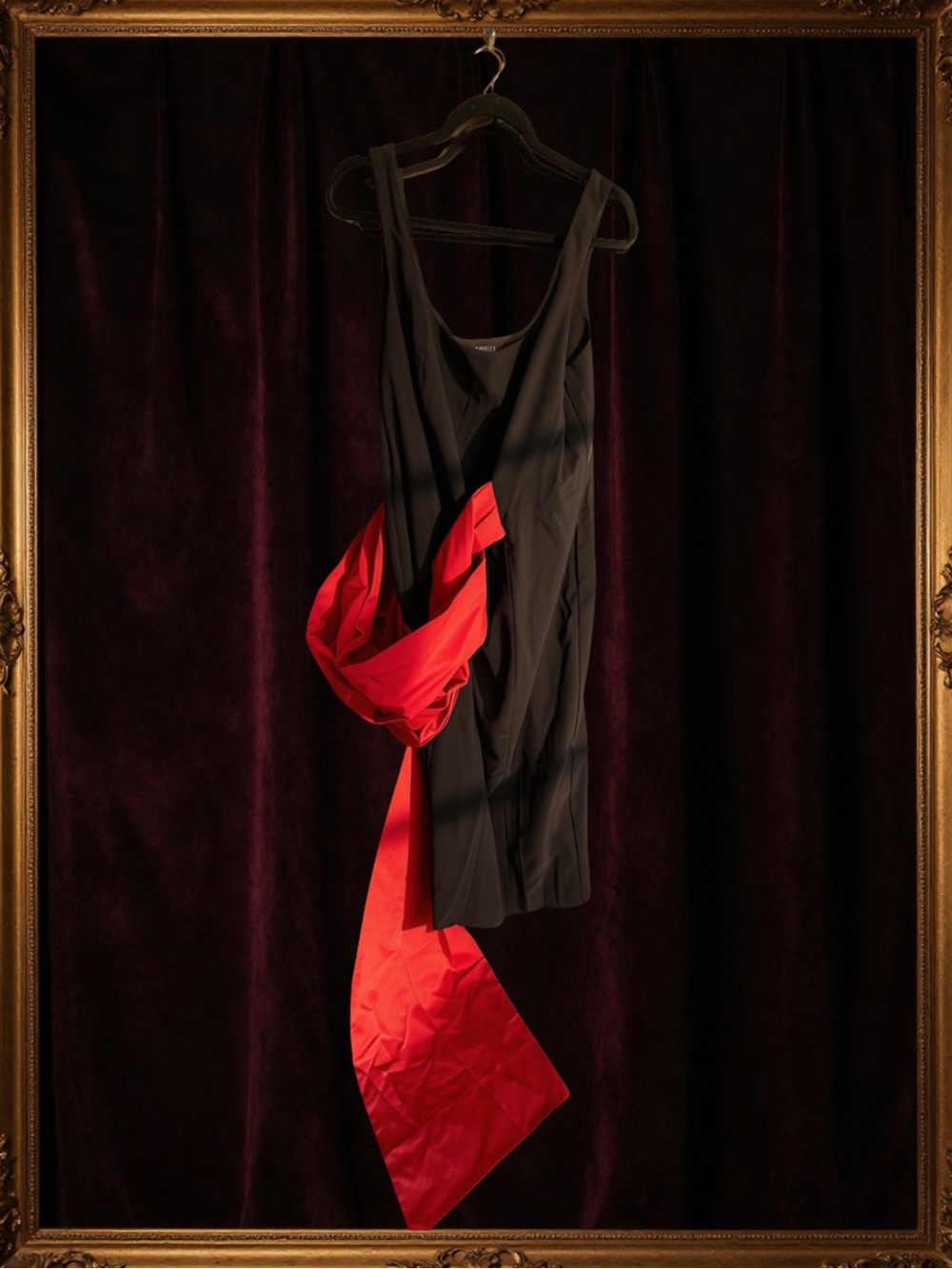 Eloquii Black Mini Dress with Red Sash